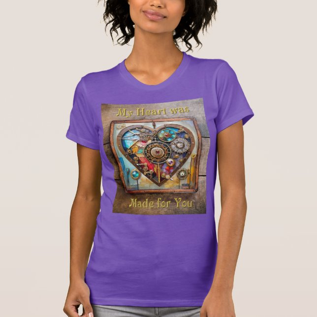Jewels And Stained Glass Heart Steampunk Series T-Shirt (Front)