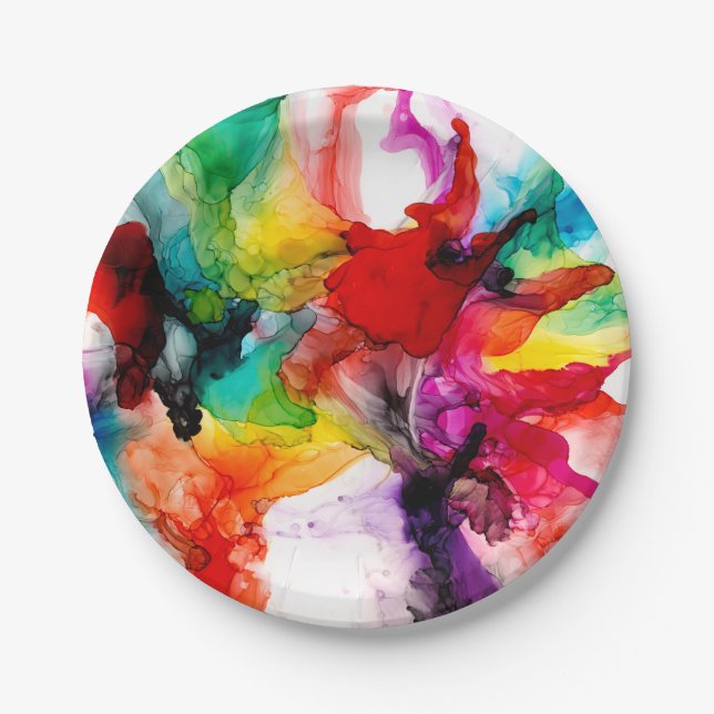 Jeweltone Prism - Watercolor Paper Plate (Front)
