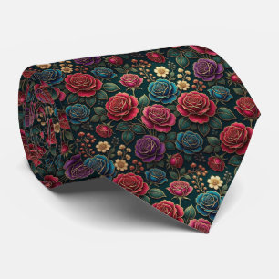 Jeweltone Roses with Gold Accents Tie