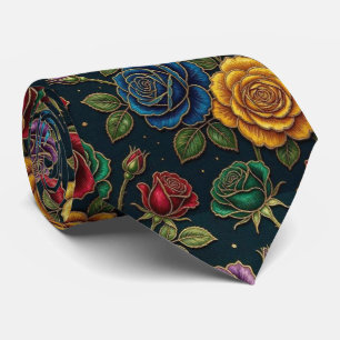 Jeweltone Roses with Gold Accents Tie