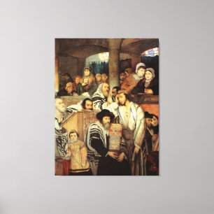 JEWISH ART - GOTTLIEB - CONGREGATION PRAYING GIFTS CANVAS PRINT