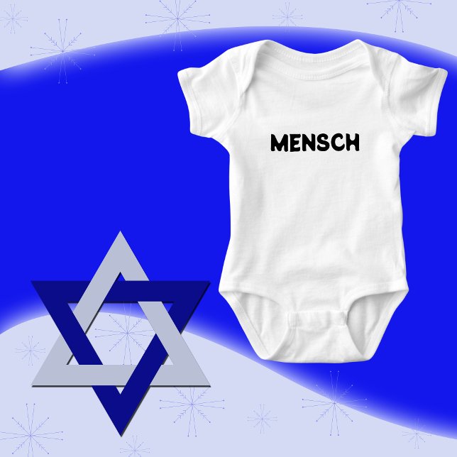 Jewish Baby Boy Gift, Yiddish MENSCH  Baby Bodysuit (Creator Uploaded)