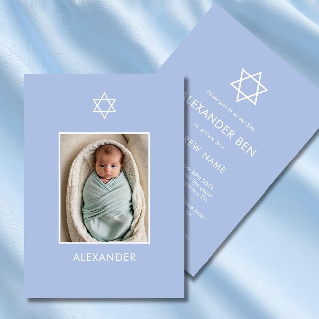  Jewish Baby Naming Photo Star of David Hebrew  Invitation (Creator Uploaded)