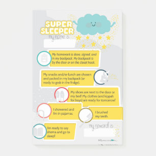 JEWISH BEDTIME CHECKLIST POST-IT NOTES