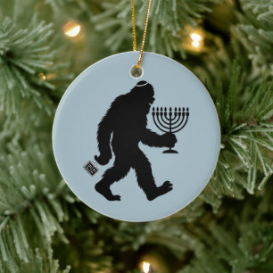 Jewish Bigfoot Hanukkah Chanukah Humour Hilarious Ceramic Tree Decoration