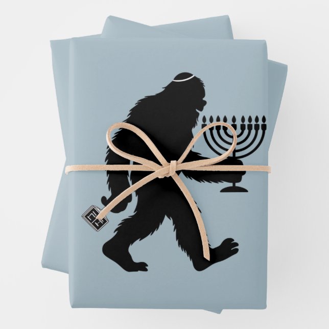 Jewish Bigfoot Hanukkah Chanukah Humour Hilarious  Wrapping Paper Sheet (In situ)