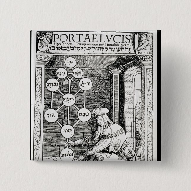 Jewish cabbalist holding a sephiroth 15 cm square badge (Front)