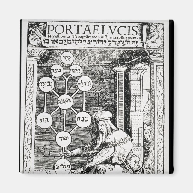 Jewish cabbalist holding a sephiroth magnet (Front)