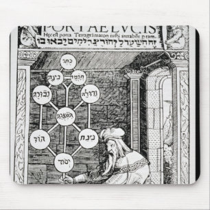 Jewish cabbalist holding a sephiroth mouse pad