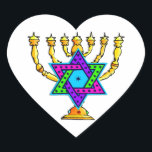 Jewish Candlesticks Heart Sticker<br><div class="desc">If you are looking for Jewish gifts, gift ideas for Bas and Bar Mitzvah, weddings or Jewish holidays like Hanukkah and Passover please visit our greeting cards, baby gifts and birthday presents.</div>
