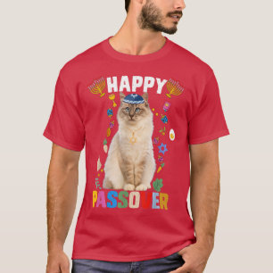 Jewish Cat kippah Happy Passover Matzah Passover H T-Shirt