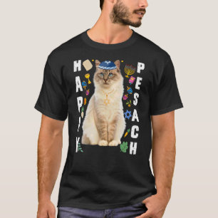 Jewish Cat Kippah Happy Pesach Matzah Passover Hol T-Shirt