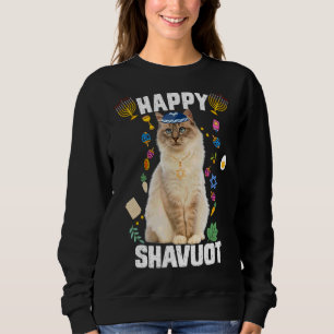 Jewish Cat Kippah Happy Shavuot Matzah Shavuot Hol Sweatshirt