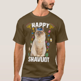 Jewish Cat kippah Happy Shavuot Matzah Shavuot Hol T-Shirt
