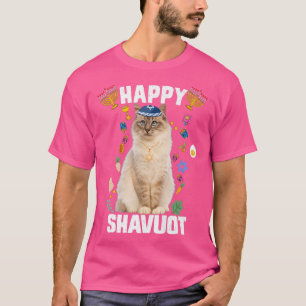 Jewish Cat kippah Happy Shavuot Matzah Shavuot Hol T-Shirt