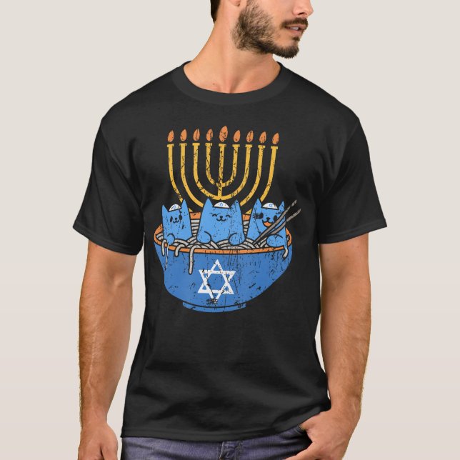 Jewish Cats Ramen Kitten Anime Hanukkah 	 - Unisex T-Shirt (Front)