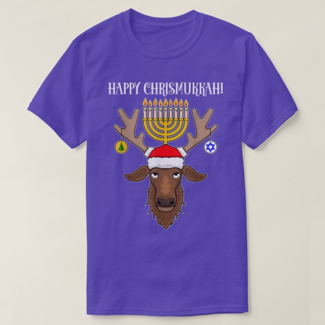 Jewish Christmas Reindeer Happy Chrismukkah T-Shir T-Shirt (Design Front)