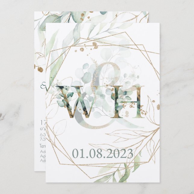 Jewish Chuppah Eucalyptus Gold Customise (Front/Back)