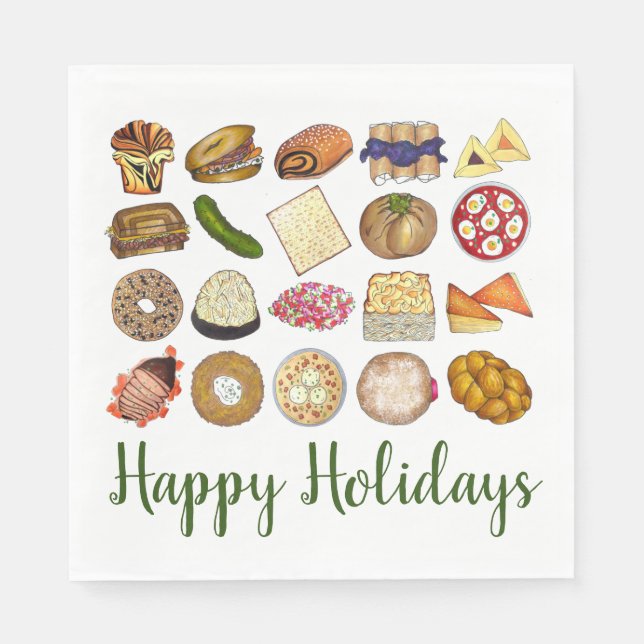 Jewish Cooking Cuisine Happy Holidays Dinner Napkin (Front)