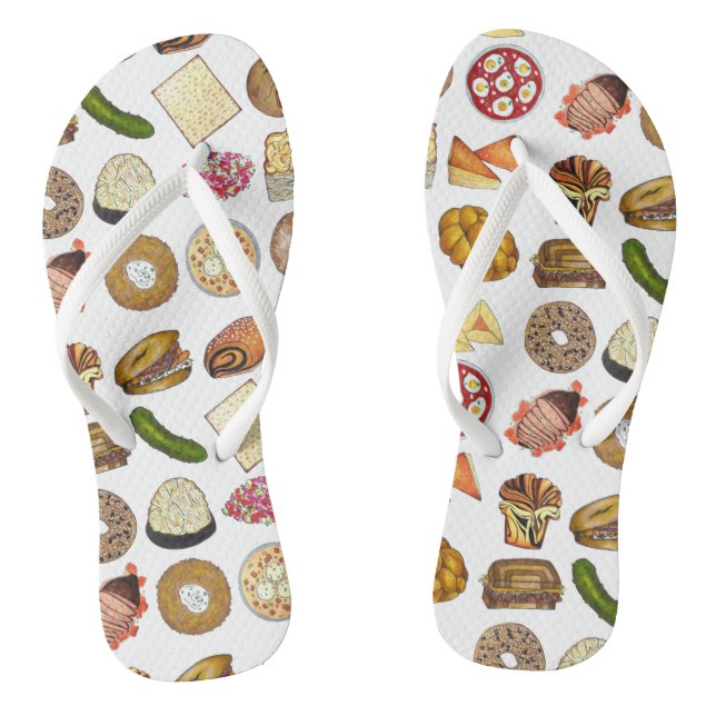 Jewish Cooking Cuisine Holiday Dinner Foods Print Jandals (Footbed)