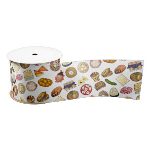 Jewish Cooking Cuisine Holiday Dinner Foods Print Satin Ribbon