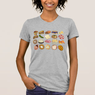 Jewish Cooking Cuisine Holiday Dinner Foods Print T-Shirt