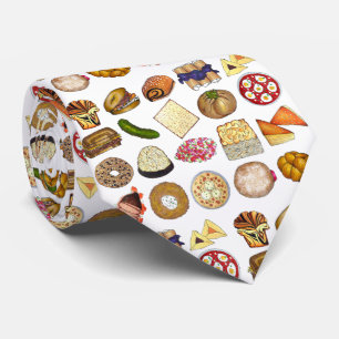Jewish Cooking Cuisine Holiday Dinner Foods Print Tie