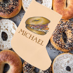 Jewish Deli Bagel Lox Capers Cream Cheese Foodie Small Christmas Stocking<br><div class="desc">Holiday stocking features an original marker illustration of a delicious bagel topped with lox,  capers,  onions,  and cream cheese. Simply personalise with your name for a one-of-a-kind Christmas or Hanukkah decoration!

Don't see what you're looking for? Need help with customisation? Contact Rebecca to have something designed just for you.</div>