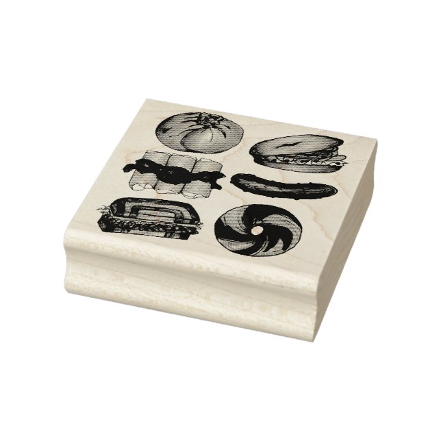Jewish Deli Foods Bagel Lox Knish Blintz Pickle Rubber Stamp (Stamp)