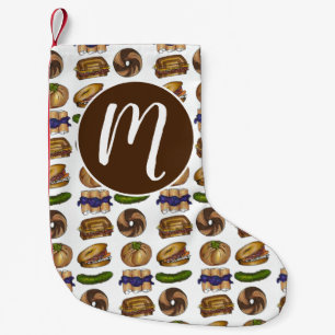 Jewish Deli Foods Pickle Knish Blintz Bagel Lox Small Christmas Stocking