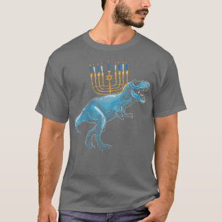 Jewish Dino TRe Menorah Animal Hanukkah Pyjamas Ch T-Shirt