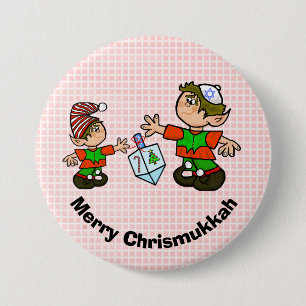 Jewish Elf and Dreidel Chrismukkah Button