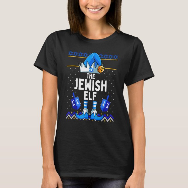 Jewish Elf Matching Family Christmas Hanukkah Chan T-Shirt (Front)