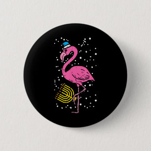 Jewish Flamingo Menorah Bird Lover Hanukkah 6 Cm Round Badge