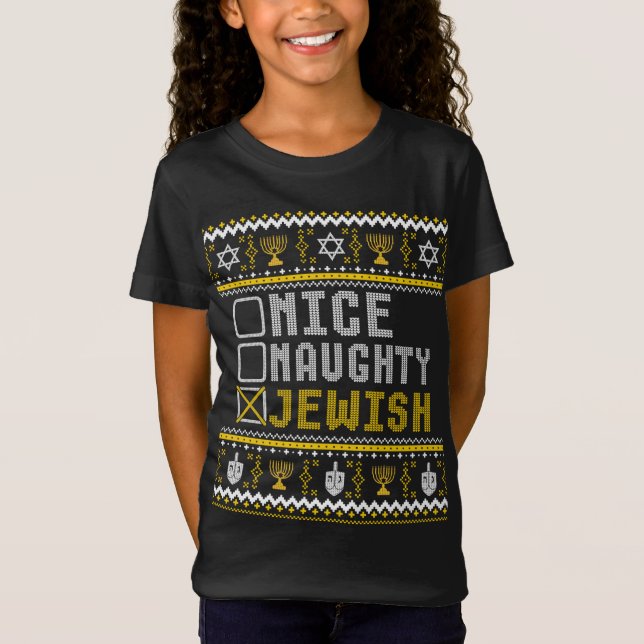 Jewish Funny Christmas Pajama Hanukkah Jewish Chan T-Shirt (Front)