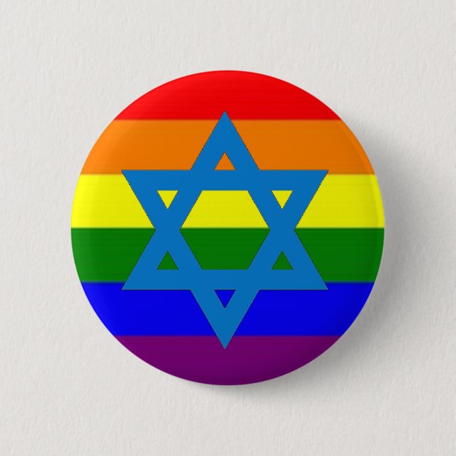 Jewish Gay Pride Flag 6 Cm Round Badge (Front)