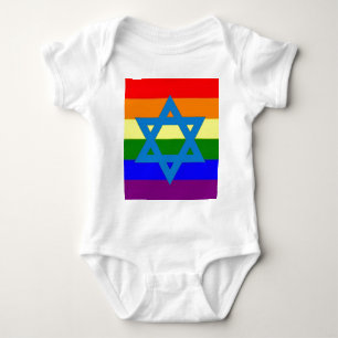 Jewish Gay Pride Flag Baby Bodysuit