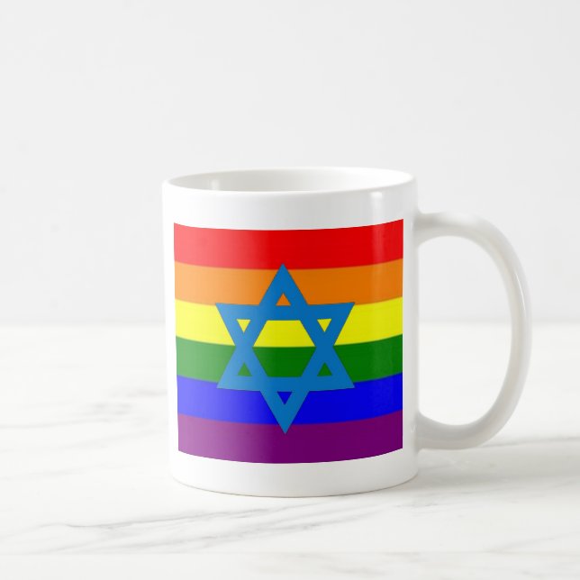 Jewish Gay Pride Flag Coffee Mug (Right)