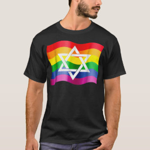 Jewish Gay Pride Wavy Flag with a Star of David T-Shirt