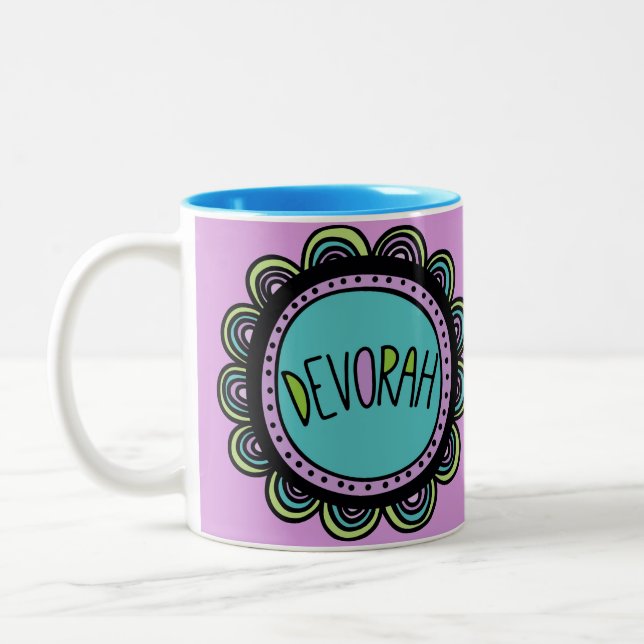 Jewish Gift Coffee Mug-Devorah Two-Tone Coffee Mug (Left)