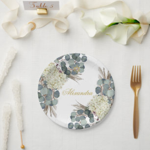 Jewish Girl Baby Naming Floral Gold Paper Plate