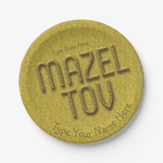 Jewish Gold Glitter Paper Plate