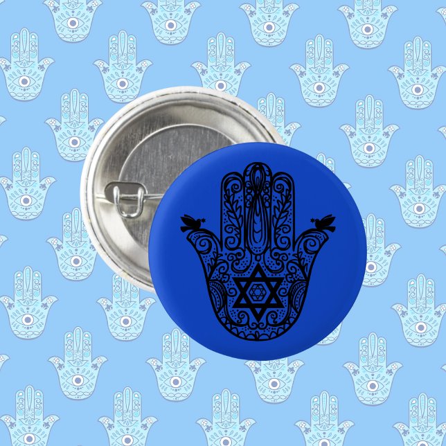 Jewish Hamsa with Star of David  3 Cm Round Badge (Creator Uploaded)