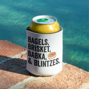Jewish Hanukkah Bagels Brisket Bakka Blintzes Gift Can Cooler