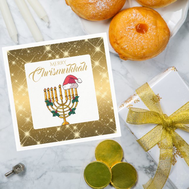 Jewish Hanukkah Celebration Merry Chrismukkah Napkin (Creator Uploaded)