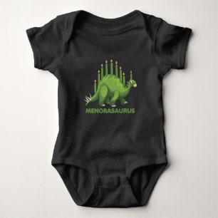 Jewish Hanukkah Dinosaur Menorah Jew Dino Fans Baby Bodysuit
