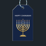 Jewish Hanukkah menorah gift Gift Tags<br><div class="desc">Jewish menorah candle holder with candles on blue background gift tag to personalise your present. You can customise by editing the text or just deleting the text if you prefer.</div>