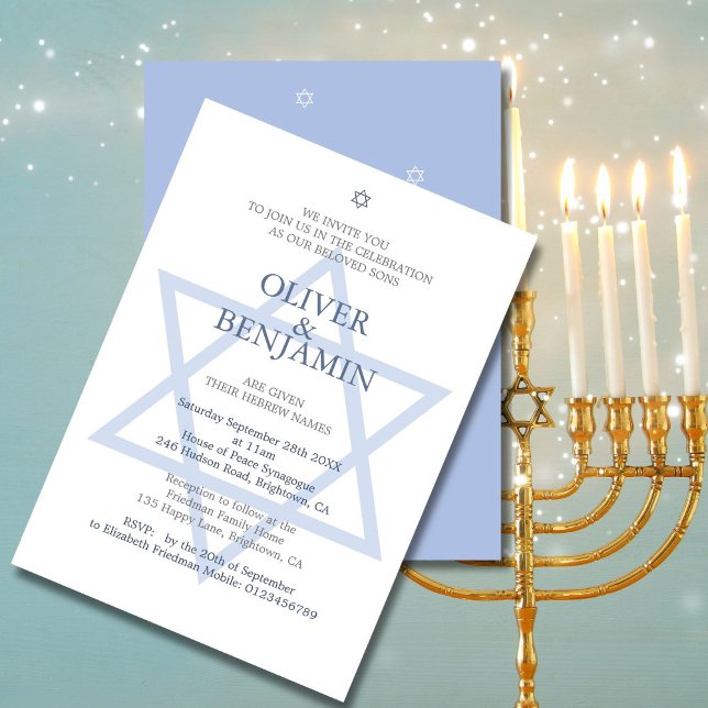 Jewish Hebrew Twin Boys Naming Invitation (Creator Uploaded)