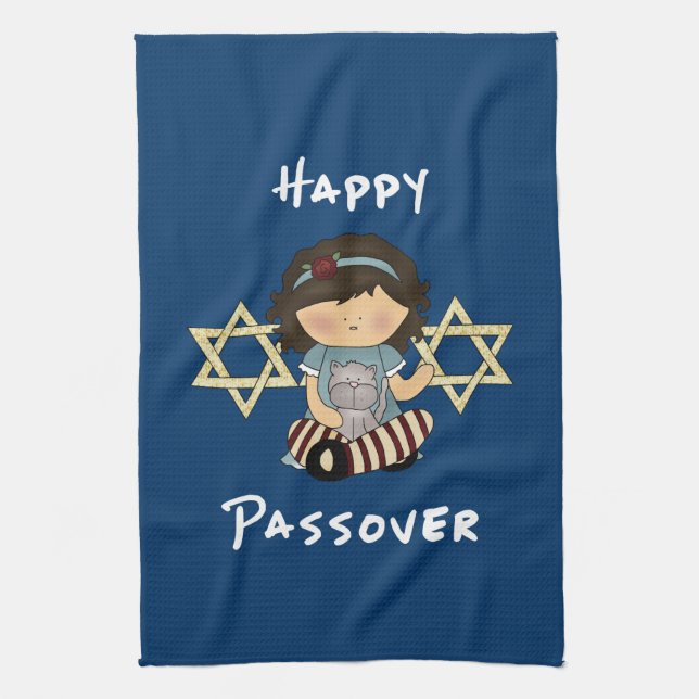 Jewish Holiday Celebrations Tea Towel (Vertical)