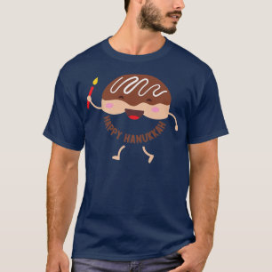 Jewish Holiday Sufganiyah With candle Saying Happy T-Shirt